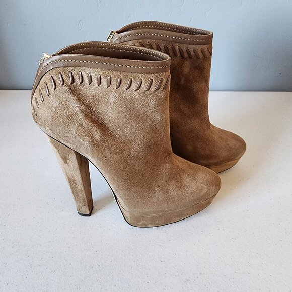 Jimmy Choo Tan Suede Booties "EUC" - Picture 5 of 16